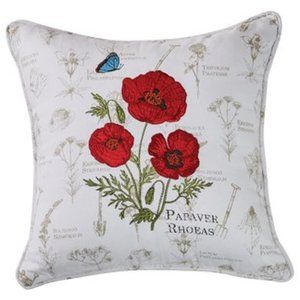2 x $20 New PARK DESIGNS Embroidery Red Poppy Pillow Cover